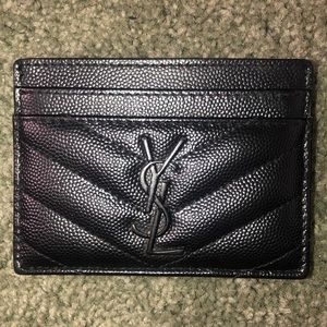 YSL ALL BLACK LEATHER CARD HOLDER